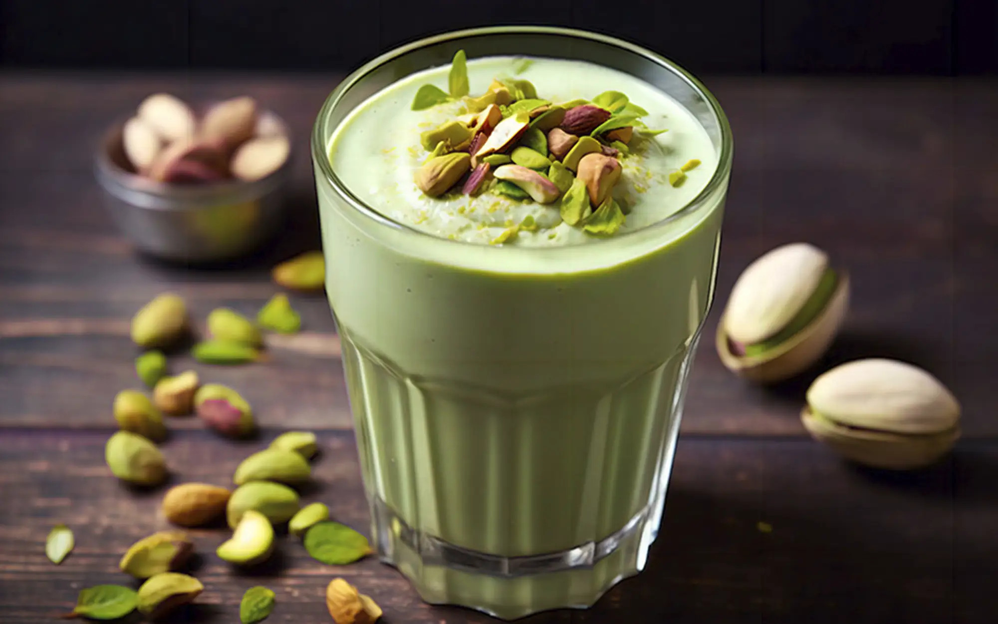 Foto de Batida De Pistache elaborada con leche fresca Tres Monjitas