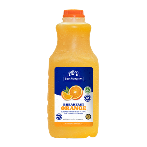 Bebida de frutas Tres Monjitas Breakfast Orange (china) de 59oz