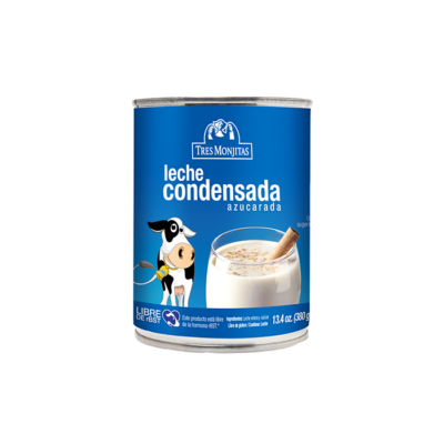 Tres Monjitas Leche Condensada azucarada lata 13.4 Oz