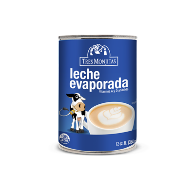Tres Monjitas Leche Evaporada lata 12 oz