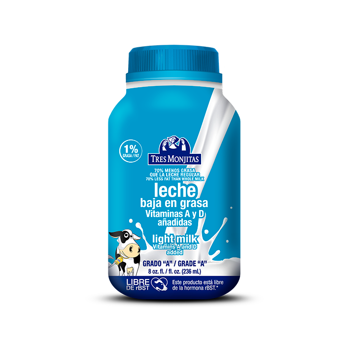 Tres Monjitas Leche Baja En Grasa 8oz
