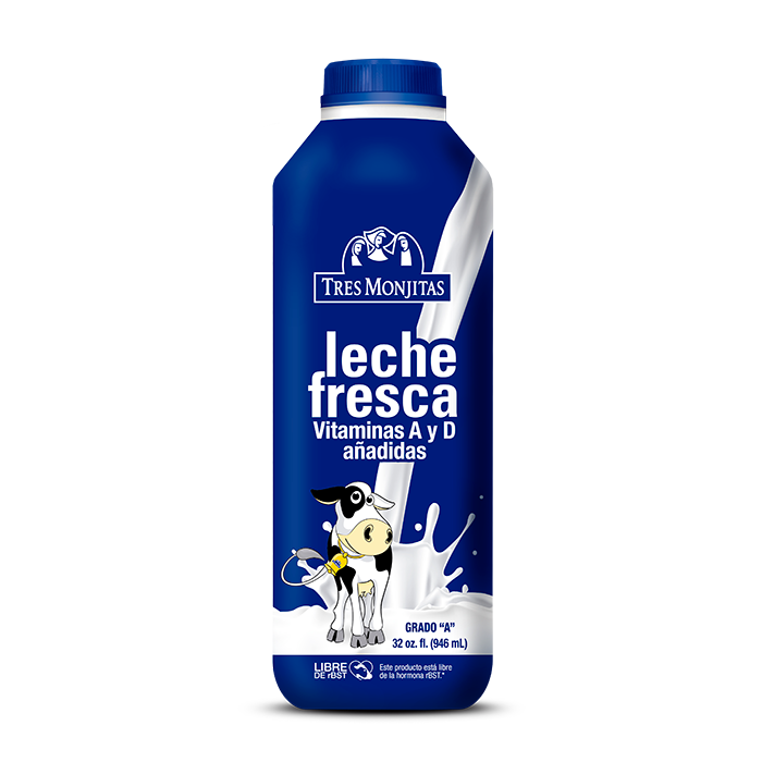 Tres Monjitas Leche Regular Cuartillo 32 Oz