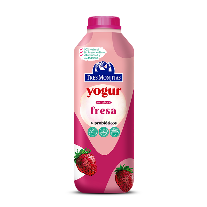 Tres Monjitas Yogur Bebible Fresa 32 Oz