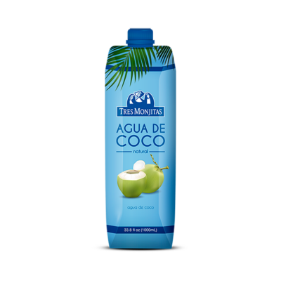 Agua de Coco Tres Monjitas Sabor Natural 33.8 Oz