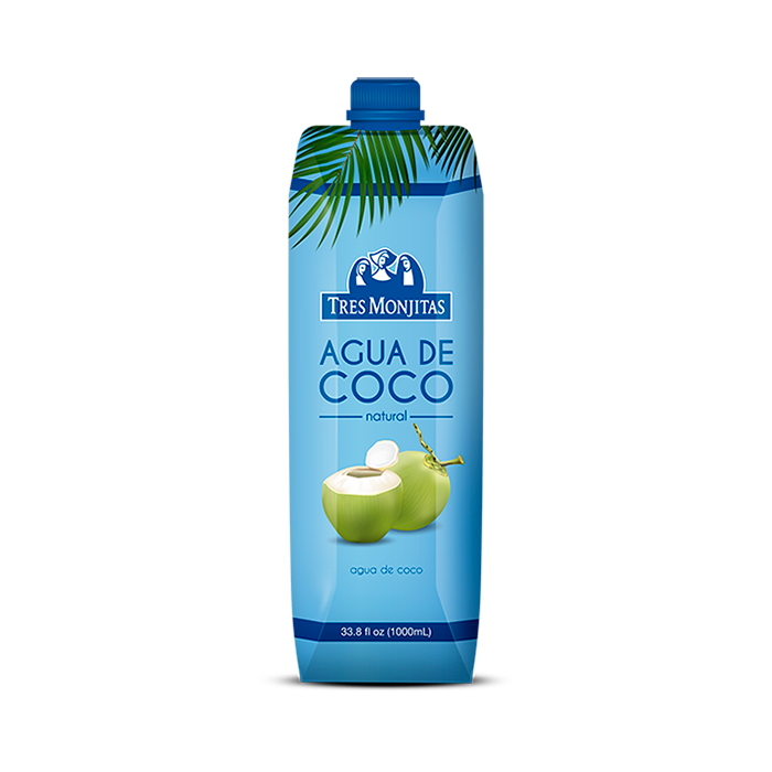 Agua de Coco Tres Monjitas Sabor Natural 33.8 Oz