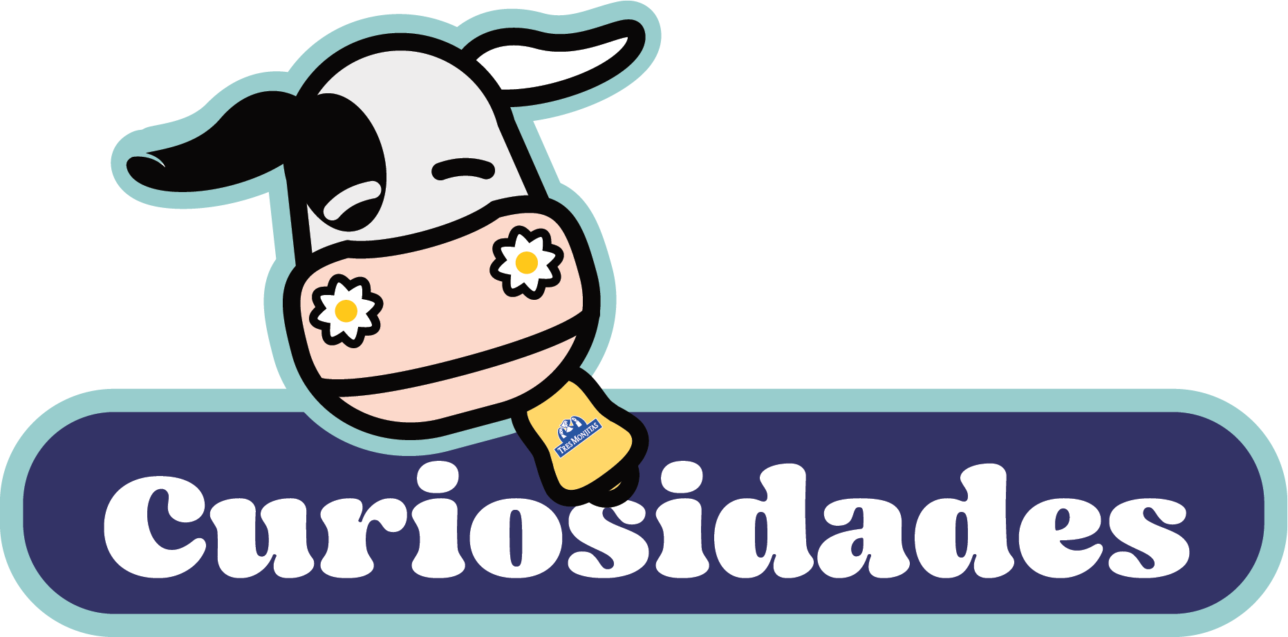 Curiosidades de las vacas por Tres Monjitas. ilustración de la vaca vigorosa con flores en la nariz: olfato