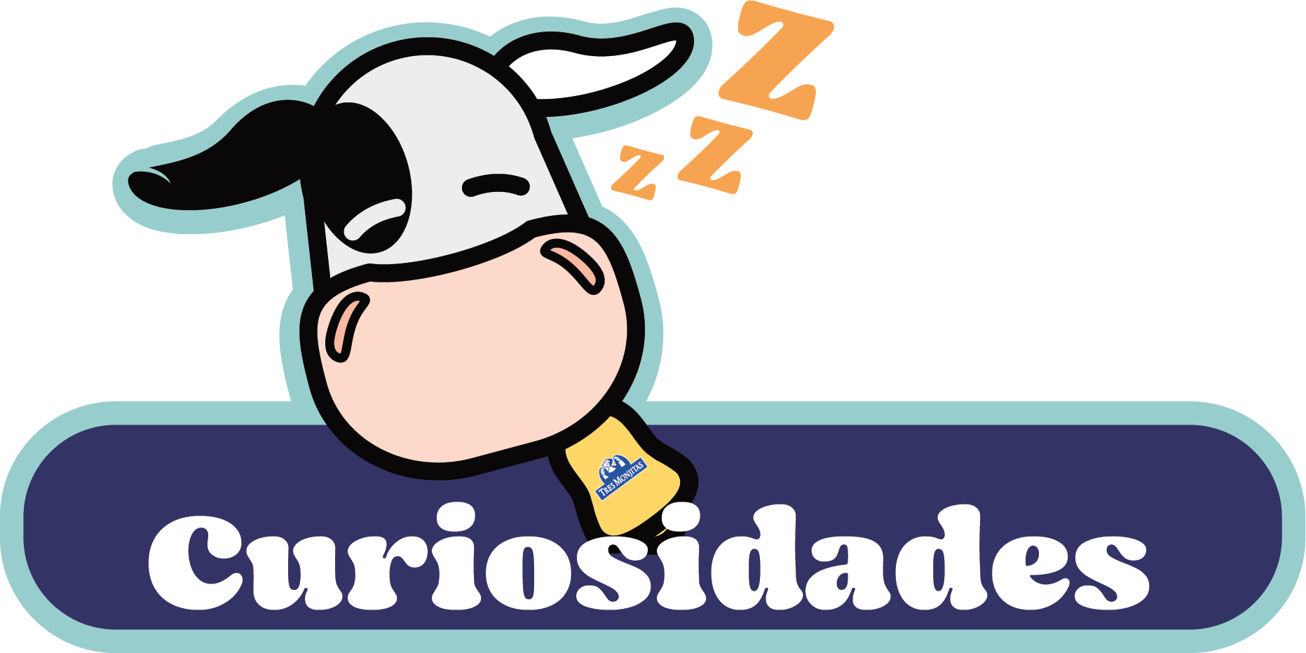 Curiosidades de las vacas por Tres Monjitas. ilustración de la vaca vigorosa durmiendo.