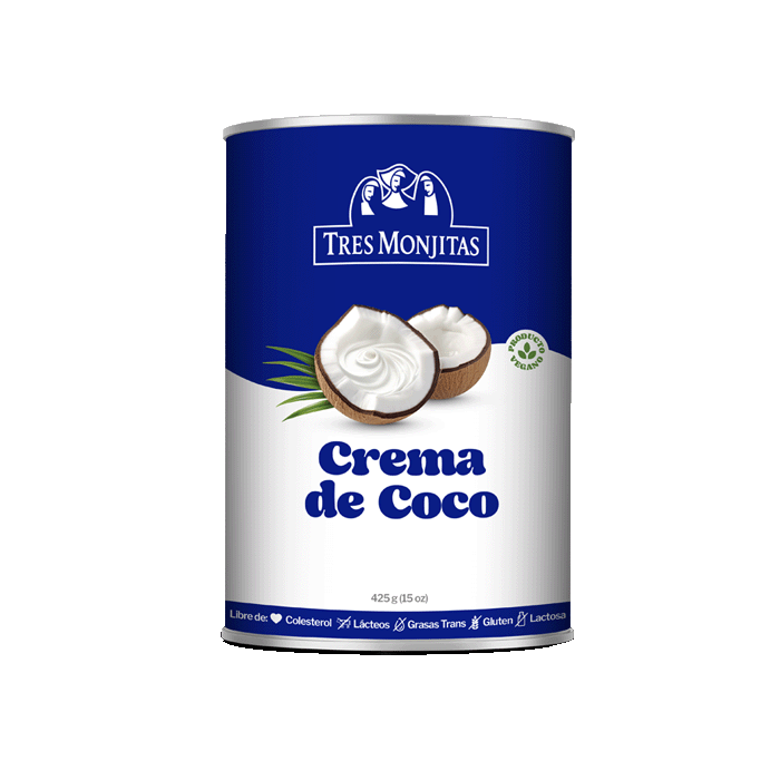 Crema de coco Tres Monjitas lata de 15 oz