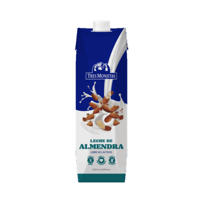 Leche De Almendra Libre De Lacteos Tres Monjitas 32 Oz.