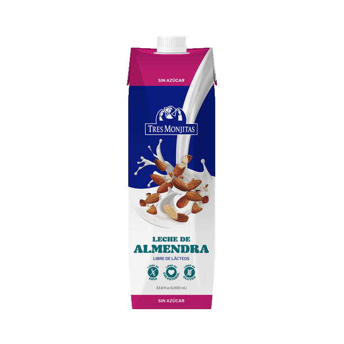 Leche De Almendra Sin Azucar Libre De Lactosa Tres Monjitas 32 Oz.