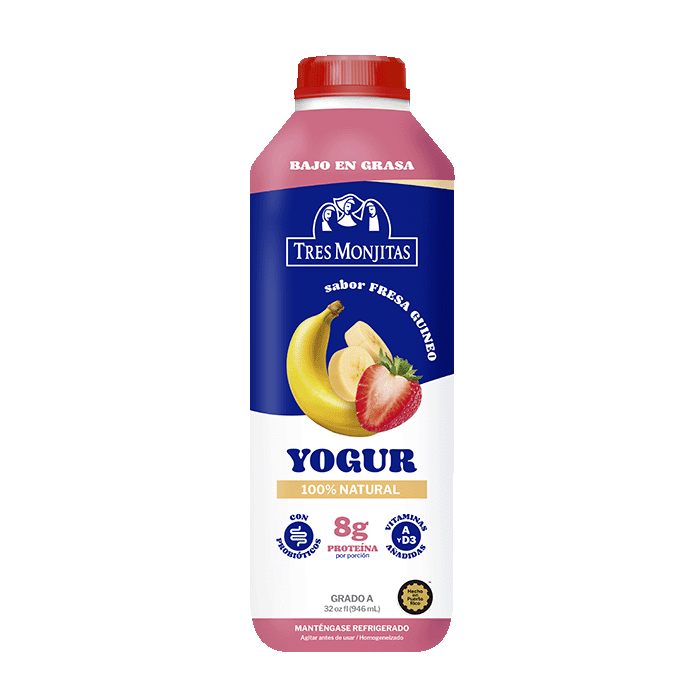 Tres Monjitas Yogur beblible Fresa Guineo 32 Oz
