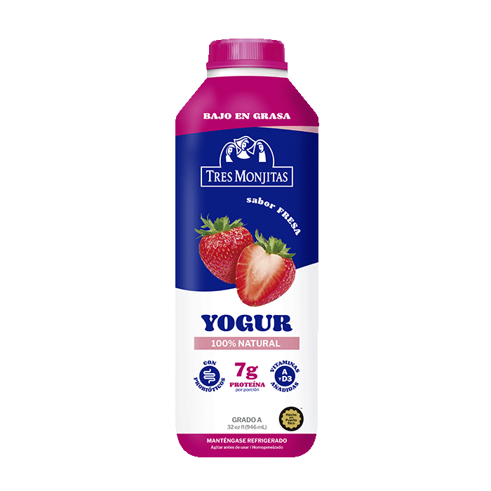 Tres Monjitas Yogur Bebible Fresa 32 Oz