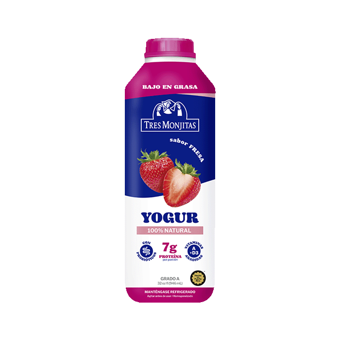 Tres Monjitas Yogur Bebible Fresa 32 Oz