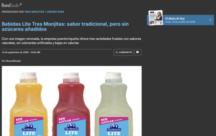 Bebidas Lite Tres Monjitas: sabor tradicional, pero sin azúcares añadidos